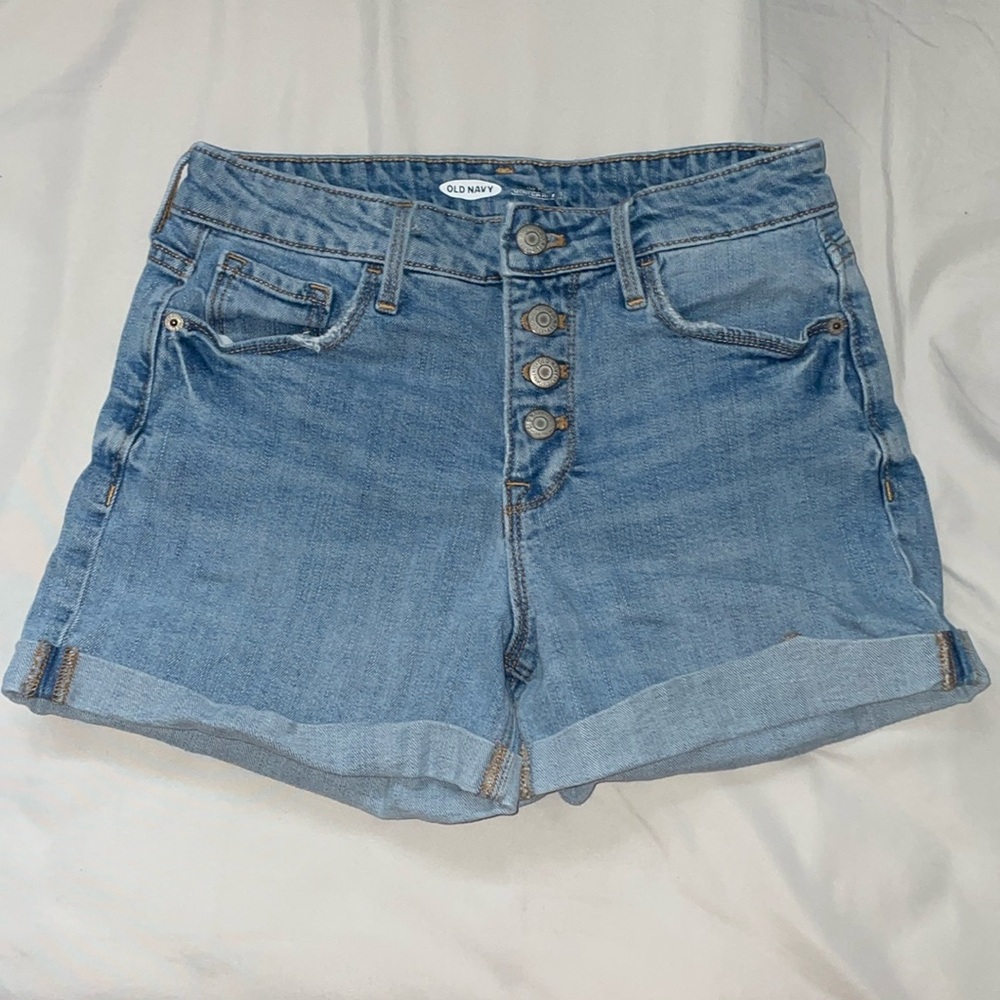 Old Navy High-rise Secret Slim Pockets Distressed Ripped Denim Jean shorts 2